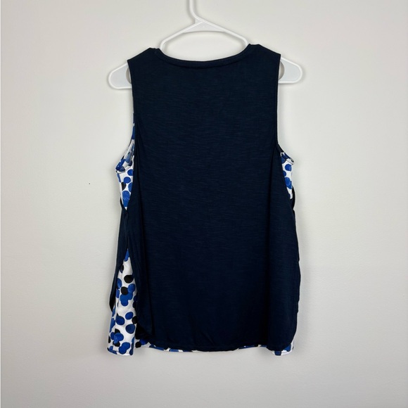 Anthropologie Deletta Navy Layered V-Neck Tank with Blue/White Dotted Trim - Picture 9 of 10